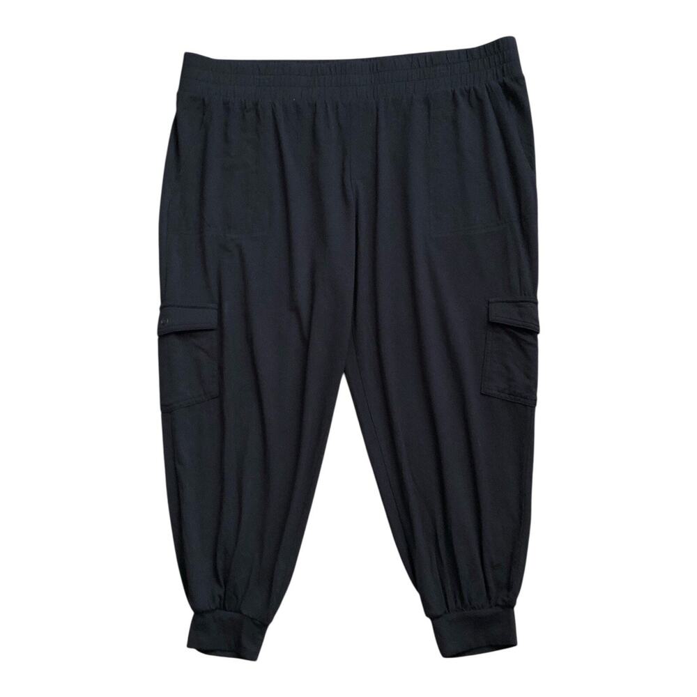 Anybody Petite XLP Black Cargo Jogger Pants Womens Cropped Pull On Athleisure